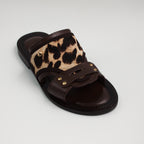 Chocolate Brown Calf-Hair Slides