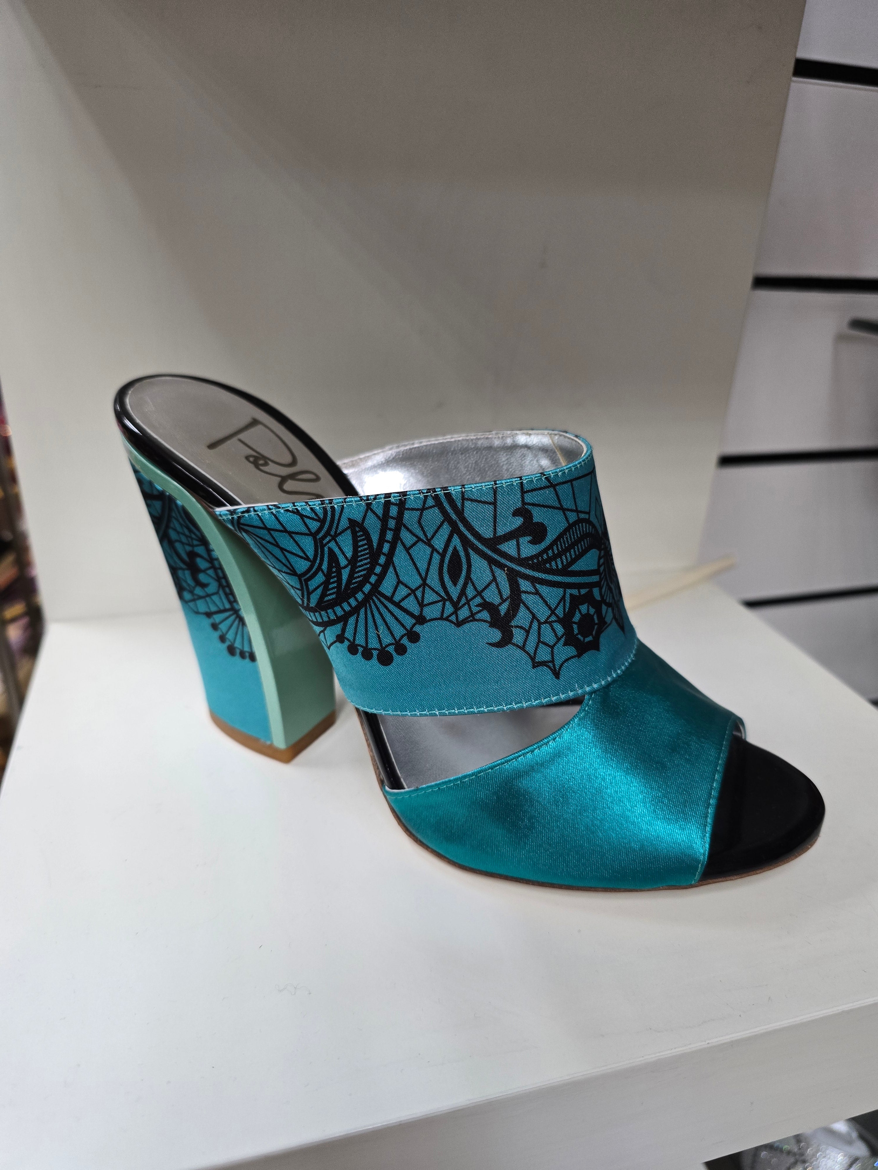 Teal Webbed Slipper Set - Italian Shoe and Bag Set - Classic Shoes London