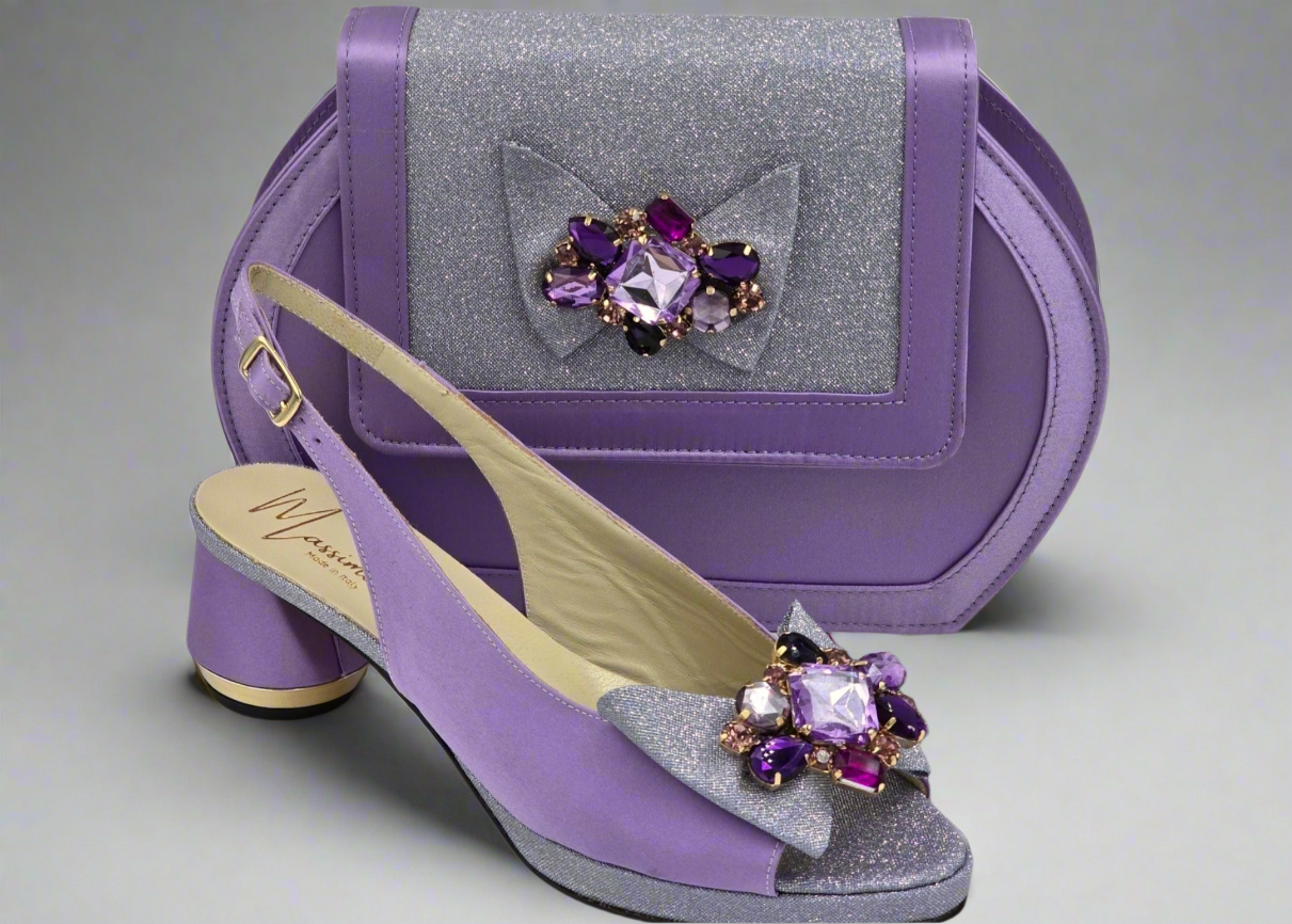 Lilac Silver Glittered Low Set