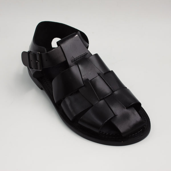 Black Interlaced Covered Sandals