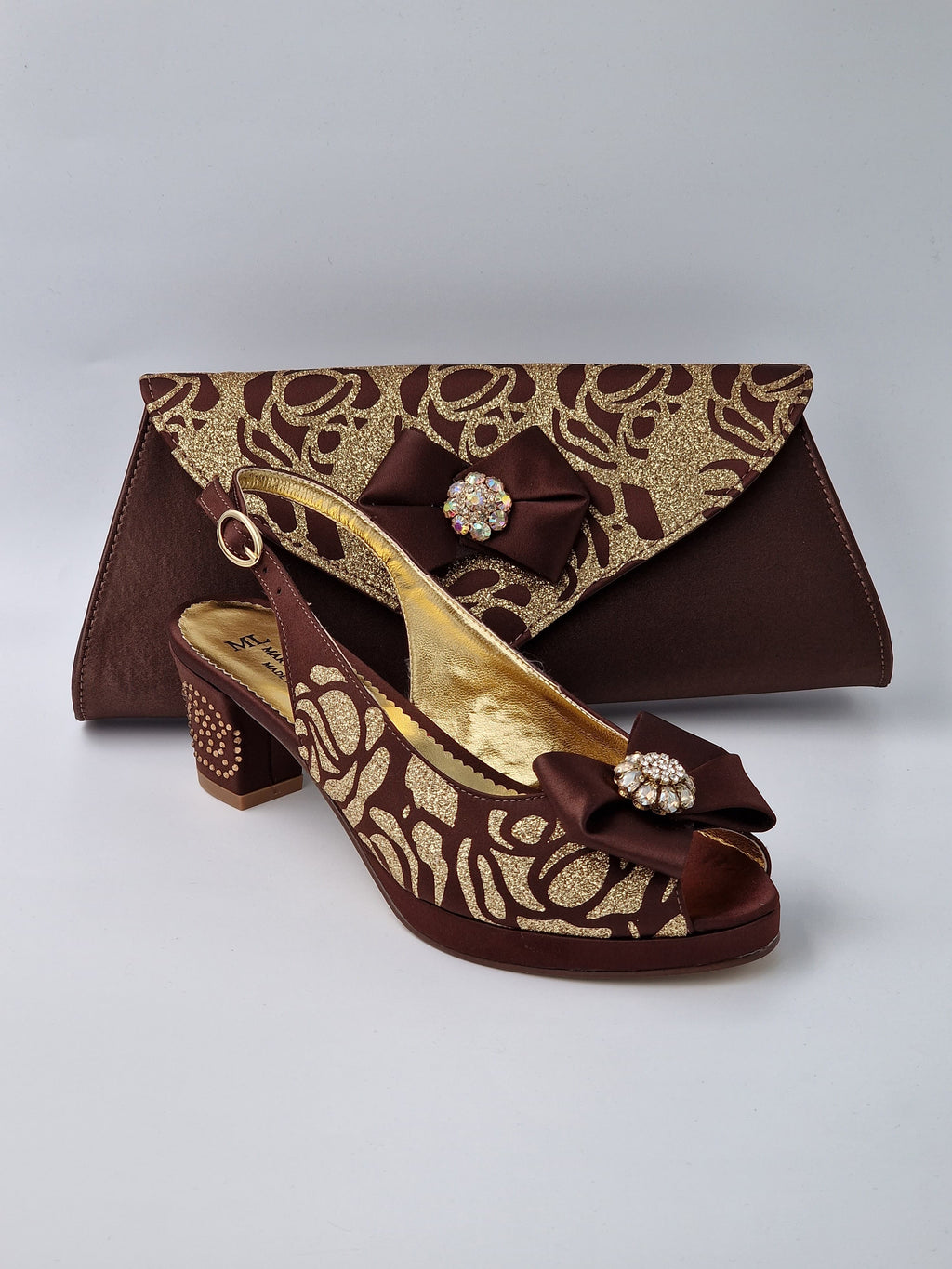 Chocolate Brown Floral Glittered Set