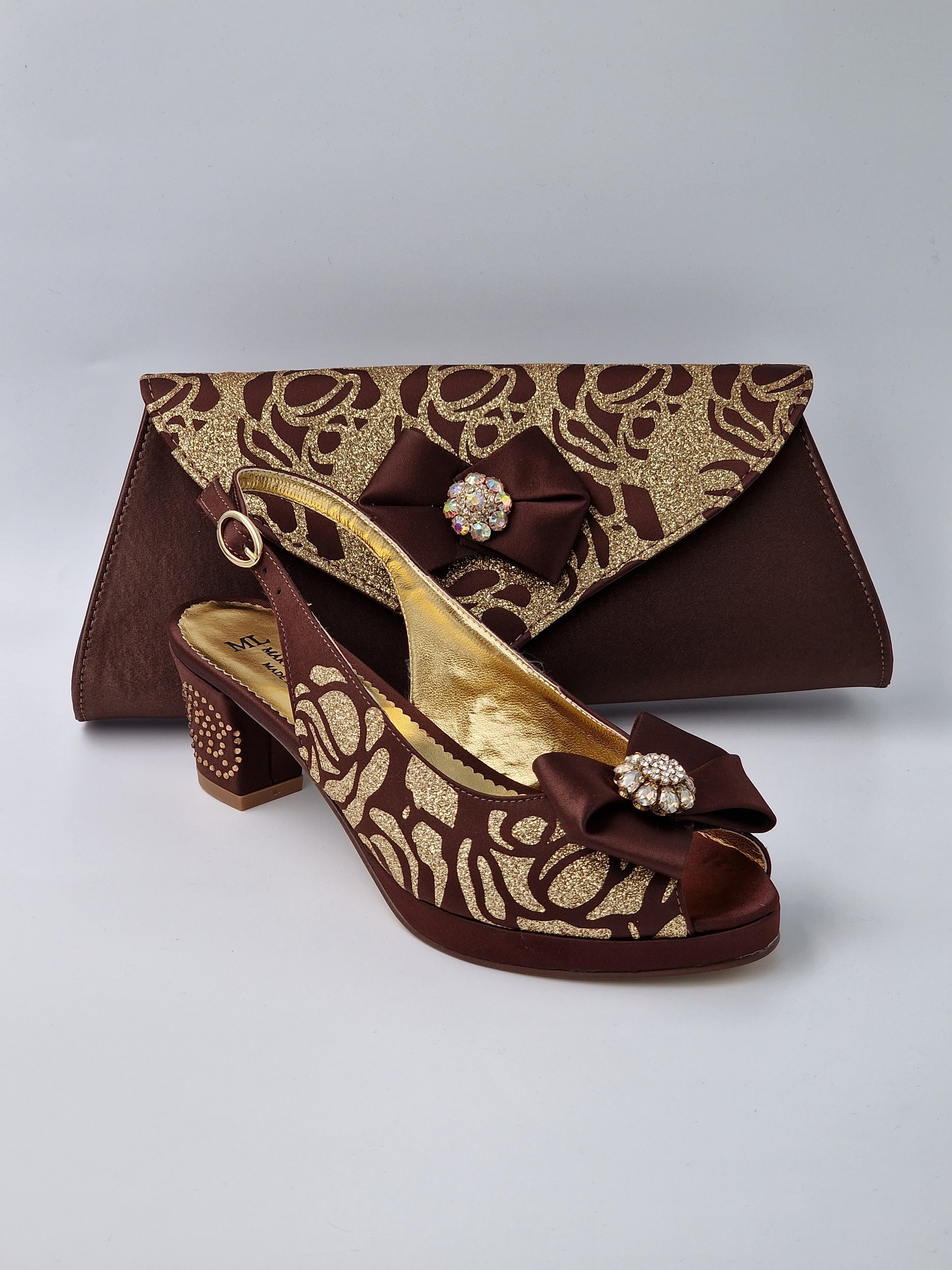 Chocolate Brown Floral Glittered Set