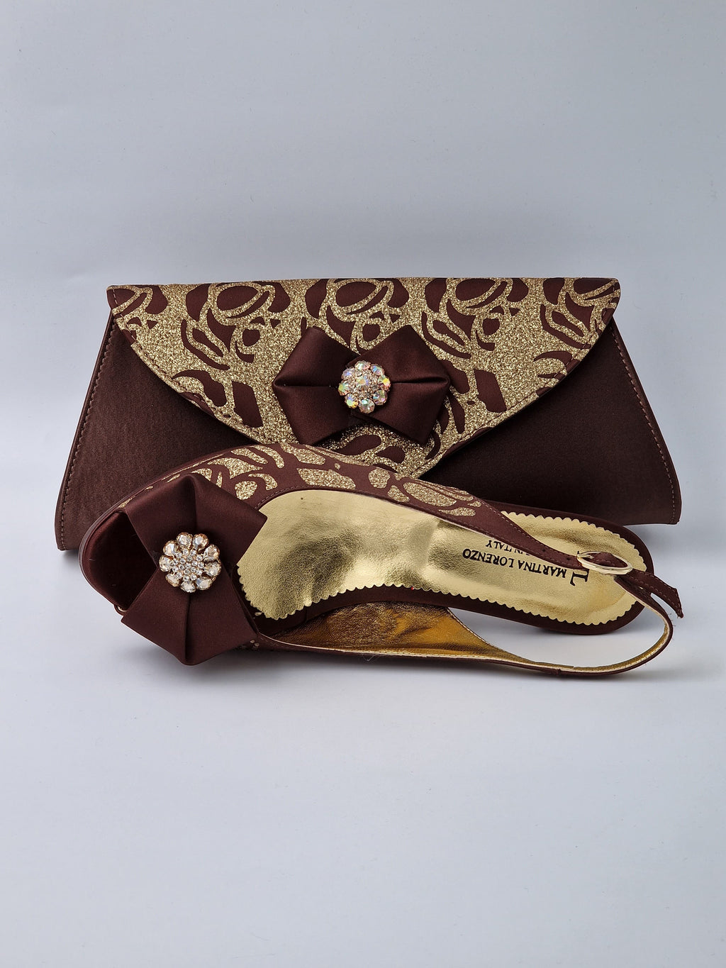 Chocolate Brown Floral Glittered Set