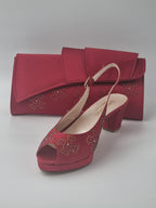 Wine Flora Low Set - Italian Shoe and Bag Set - Classic Shoes London