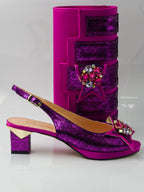 Fuchsia Pink Jewel Set - Italian Shoe and Bag Set - Classic Shoes London