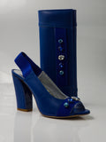 Royal Blue Leather Shapes Set - Italian Shoe and Bag Set - Classic Shoes London