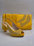 Yellow Gold Studded Set - Italian Shoe and Bag Set - Classic Shoes London