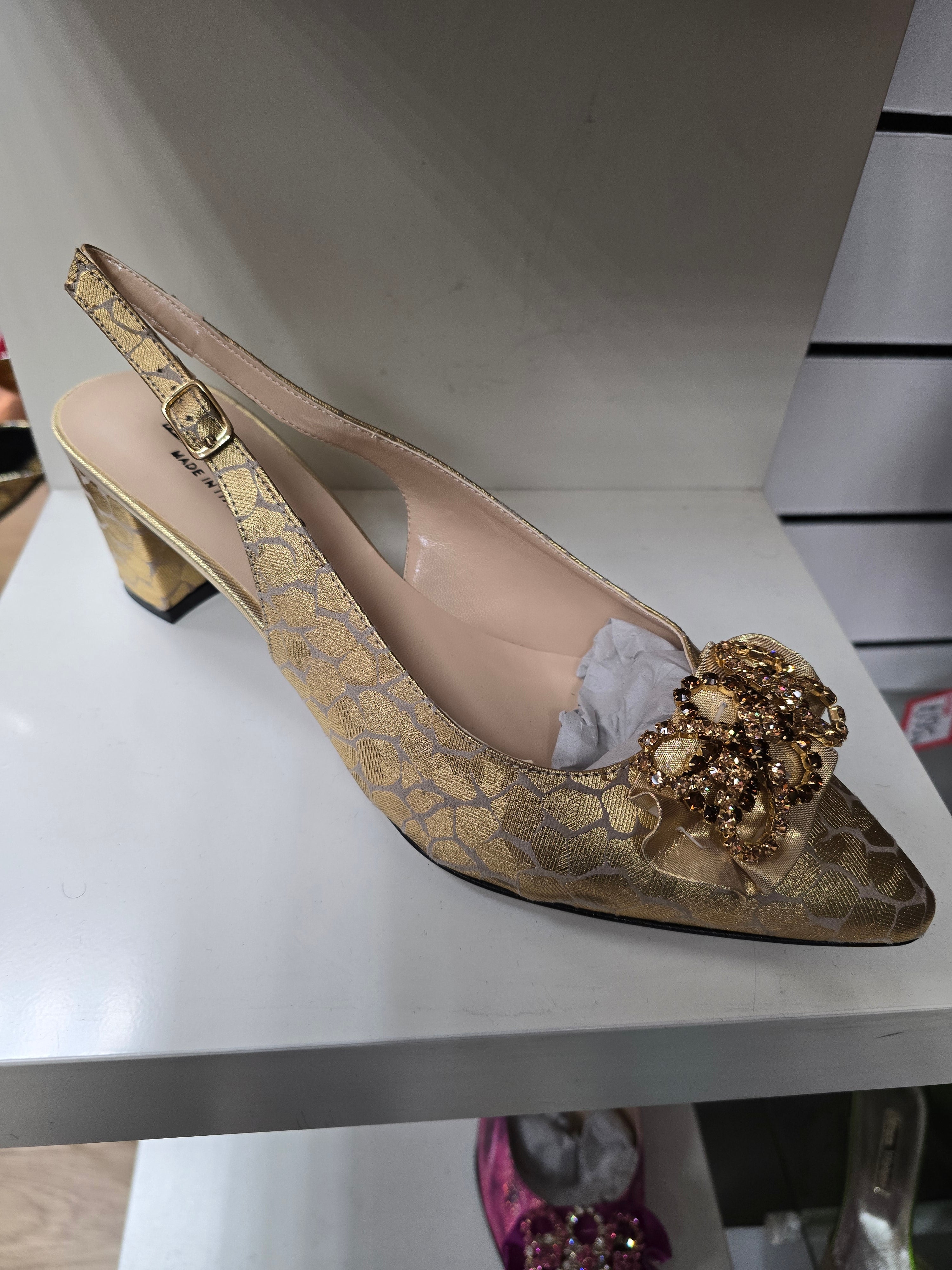 Gold Webbed Set - Italian Shoe and Bag Set - Classic Shoes London