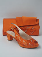 Orange Stone Diamond Set - Italian Shoe and Bag Set - Classic Shoes London