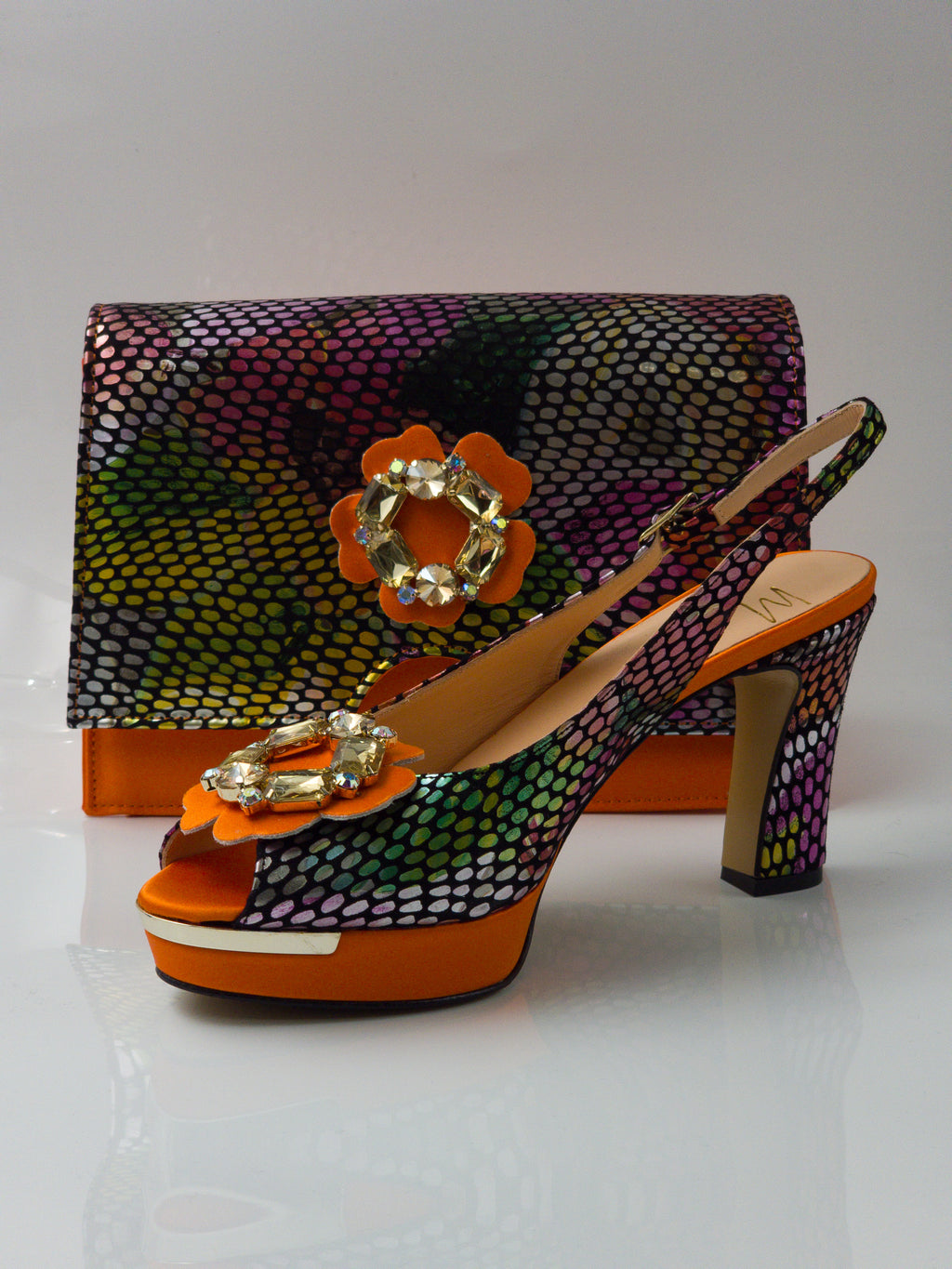 Orange/Multi Flower Double Platform
