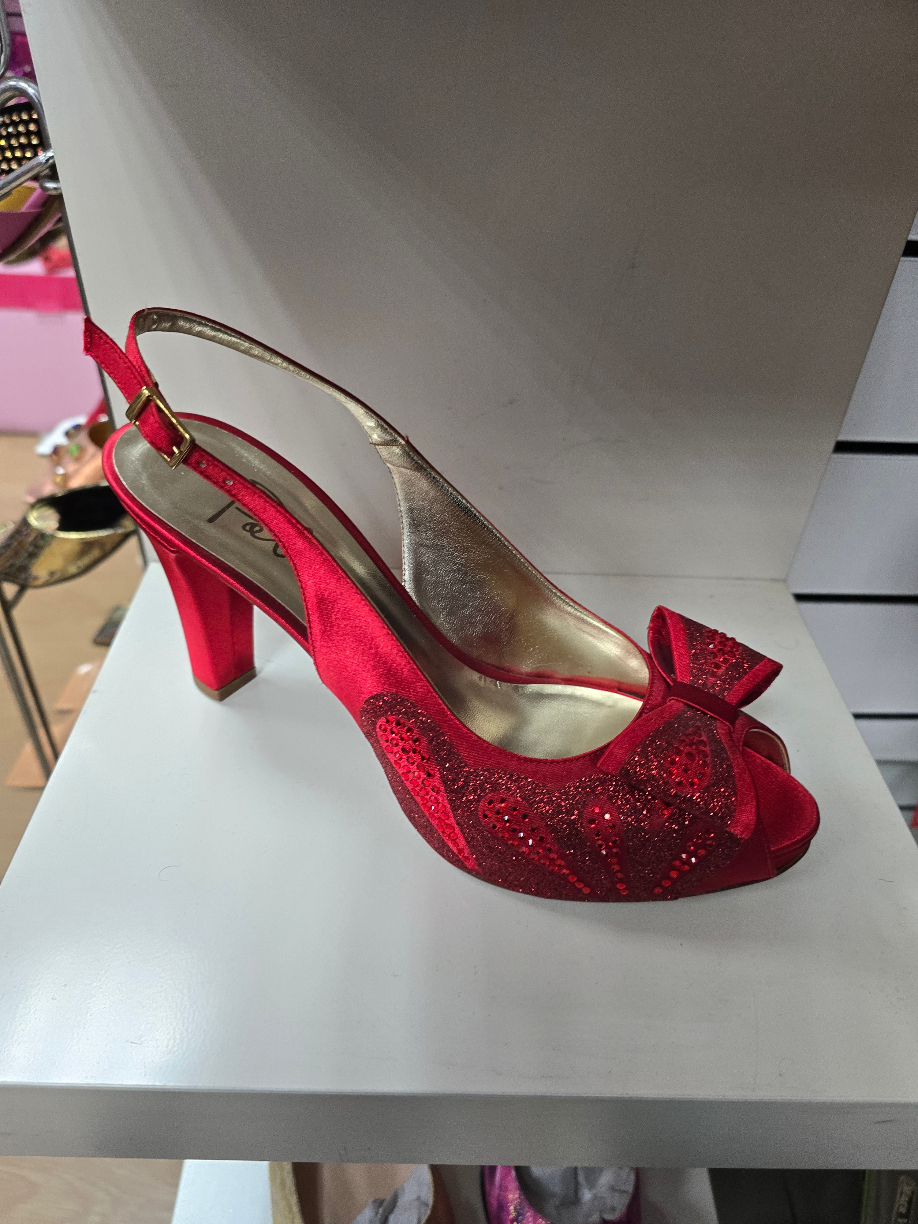Red Glittered Butterfly Set - Italian Shoe and Bag Set - Classic Shoes London