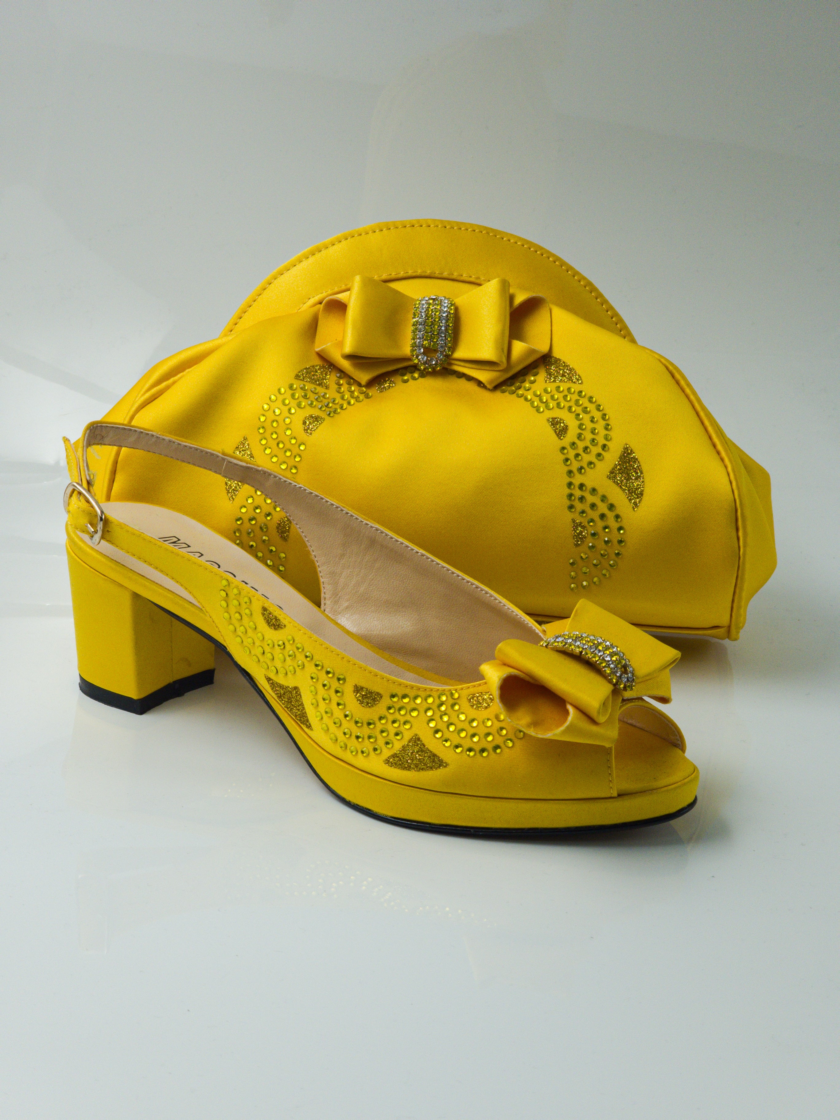 Yellow Glitter Bow Ornament Set