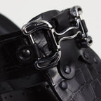 Black Croc Covered Slippers