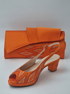 Orange Stone Diamond Set - Italian Shoe and Bag Set - Classic Shoes London