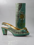 Mint Green Bubbles Leather Set - Italian Shoe and Bag Set - Classic Shoes London