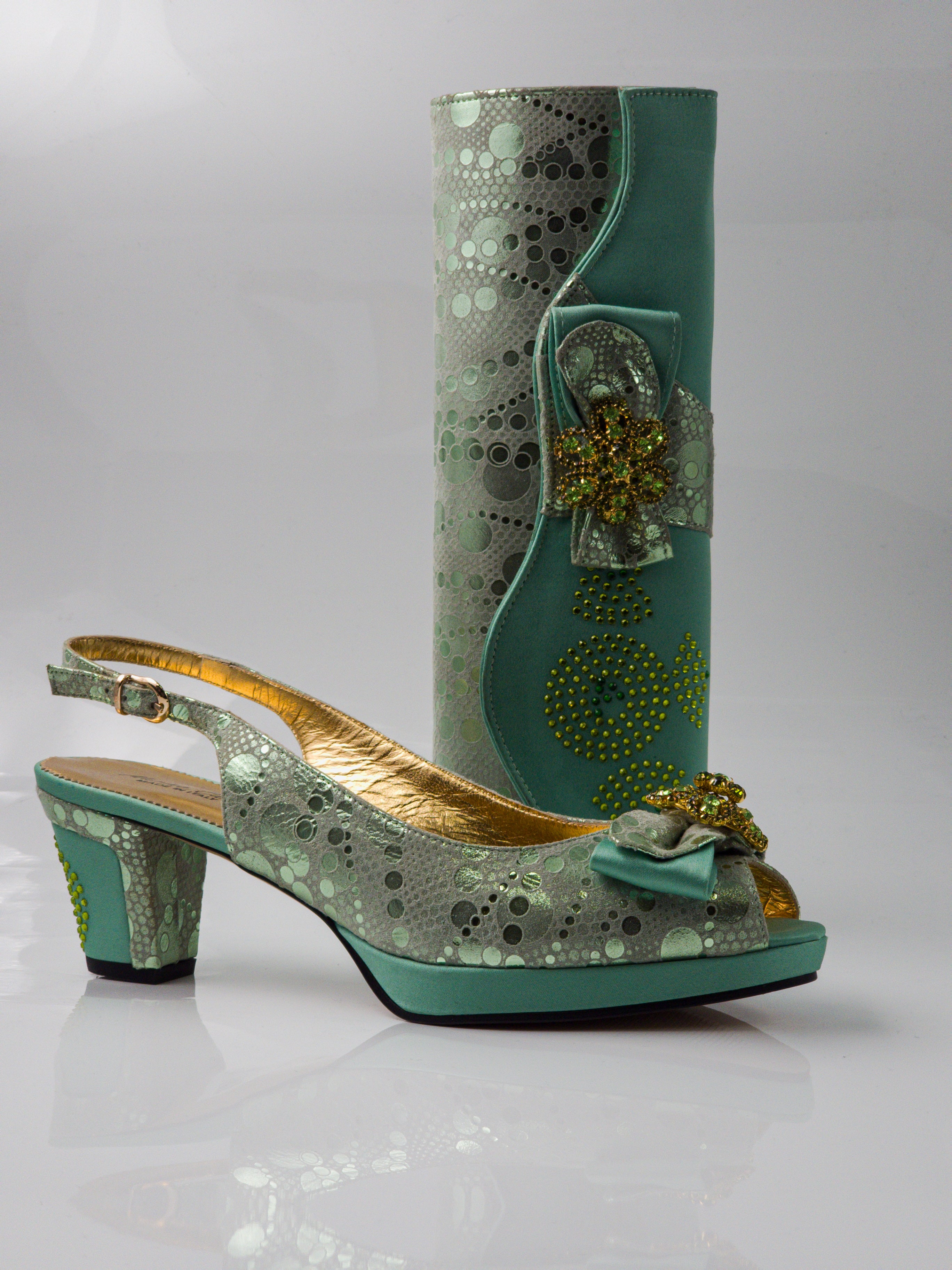 Mint Green Bubbles Leather Set