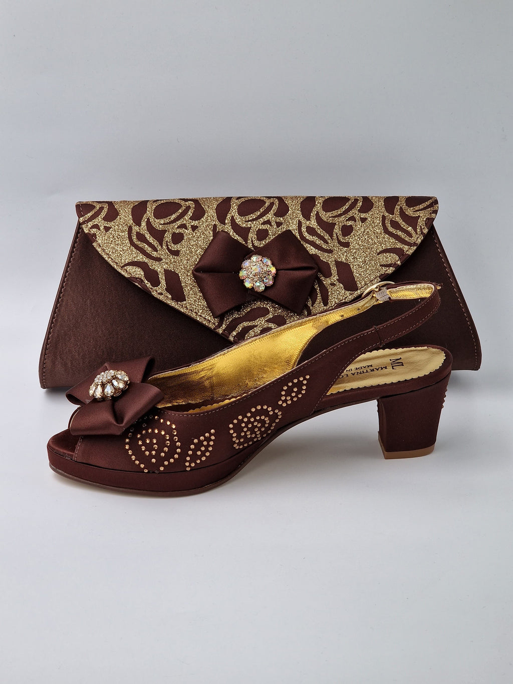 Chocolate Brown Floral Glittered Set