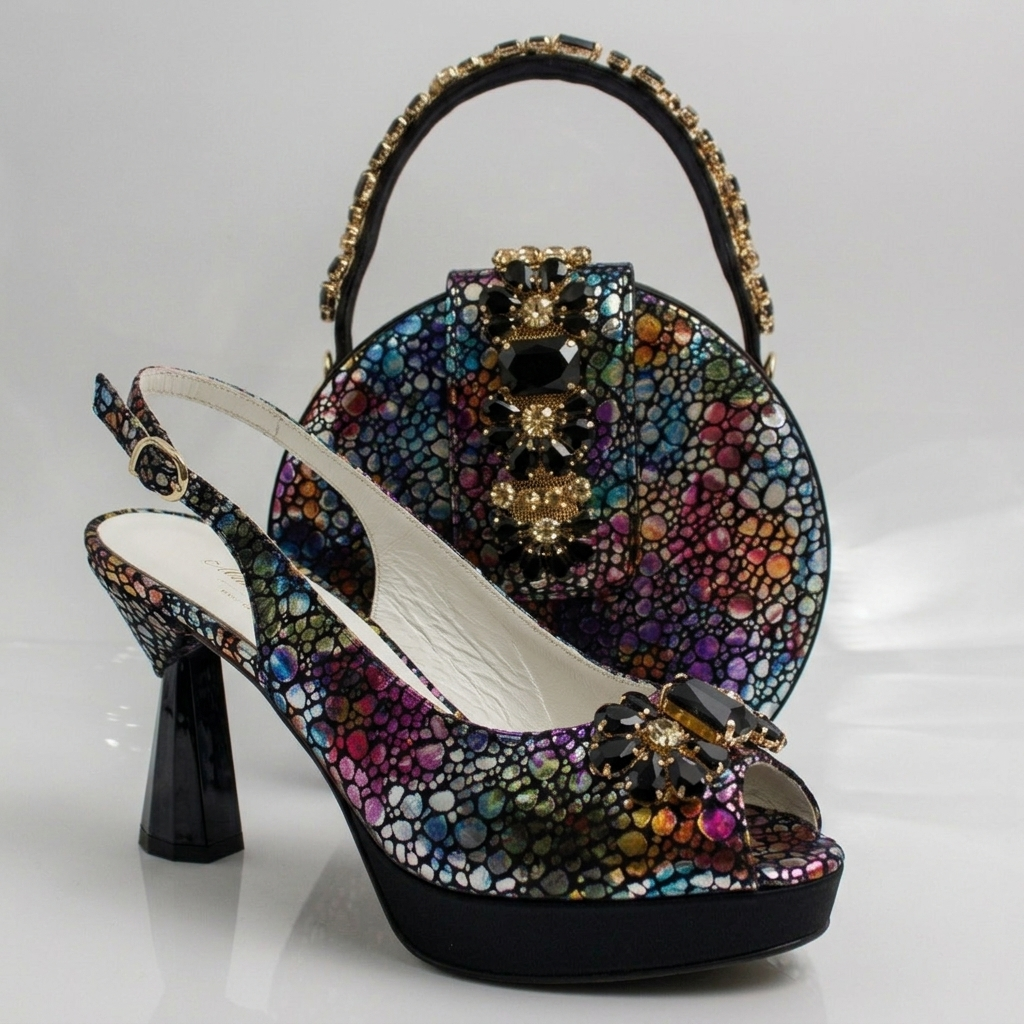 Midnight Multi Regal Crystal Wedge Set