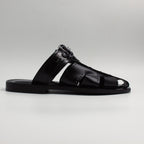 Black Croc Covered Slippers
