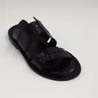 Black Croc Print Double Band Slide