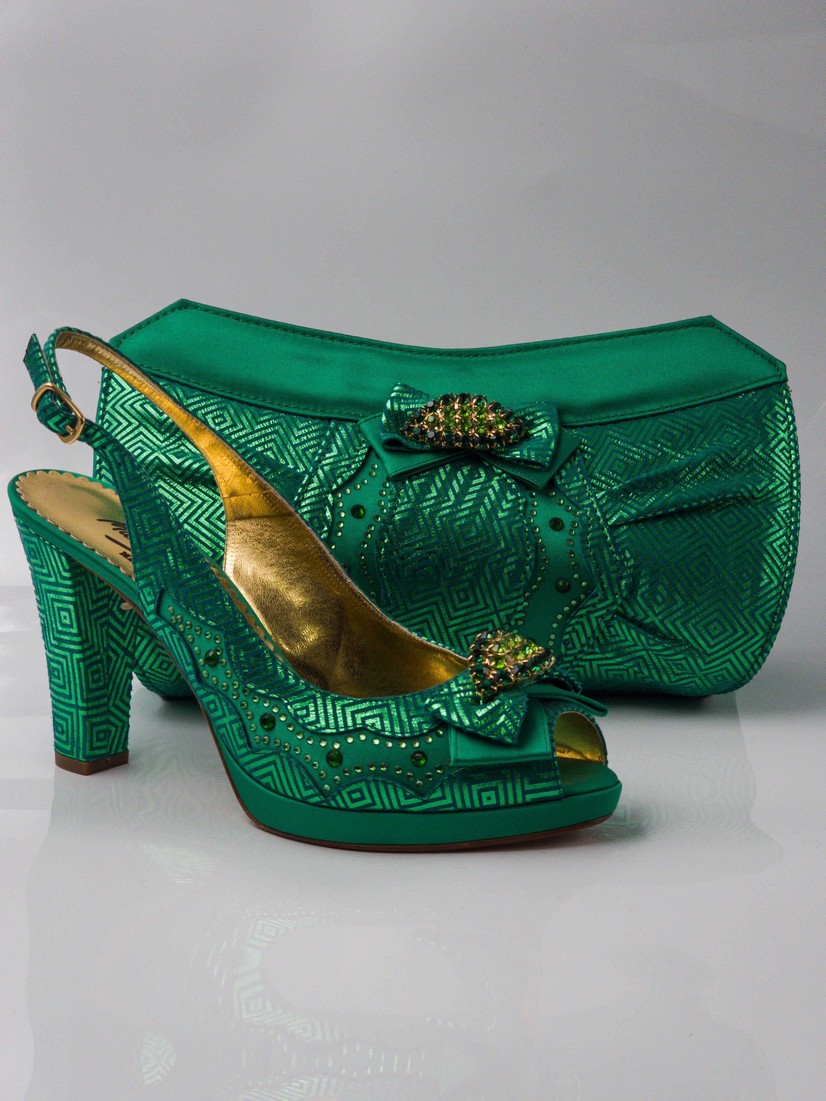 Leaf Green Geometric Waves Ornament Set