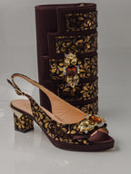Choc Gold Bloom Set - Italian Shoe and Bag Set - Classic Shoes London