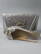 Silver Hexagonal Dots Low Heels - Italian Women's Heels - Classic Shoes London