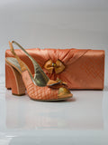 Peach Geometric Set - Italian Shoe and Bag Set - Classic Shoes London