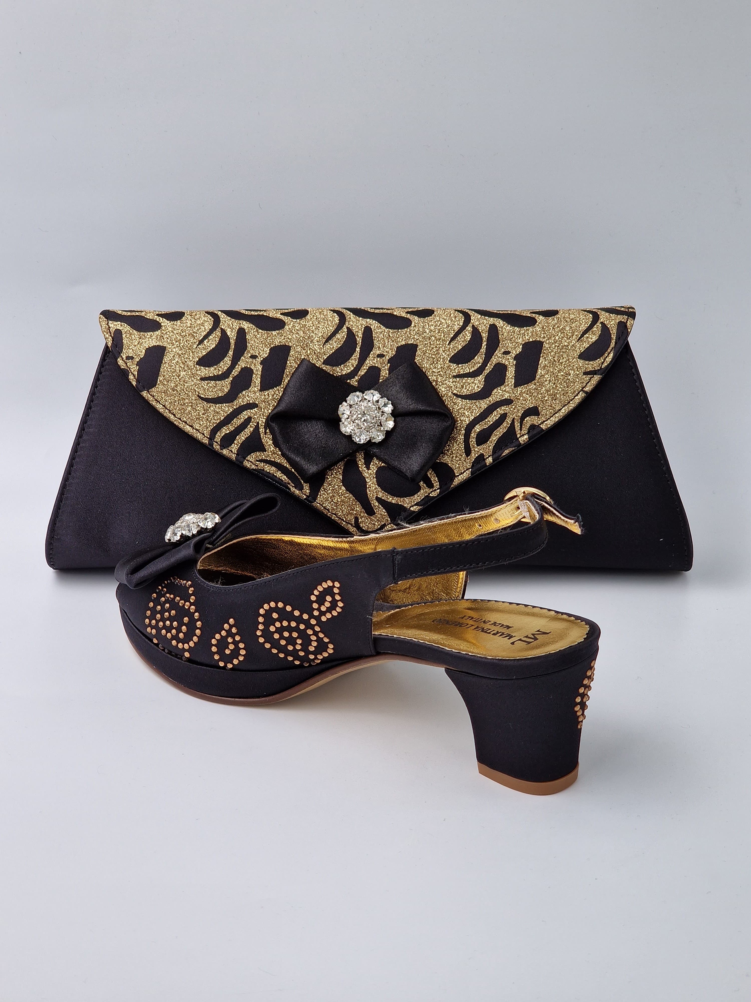 Black/Gold Floral Glittered Set