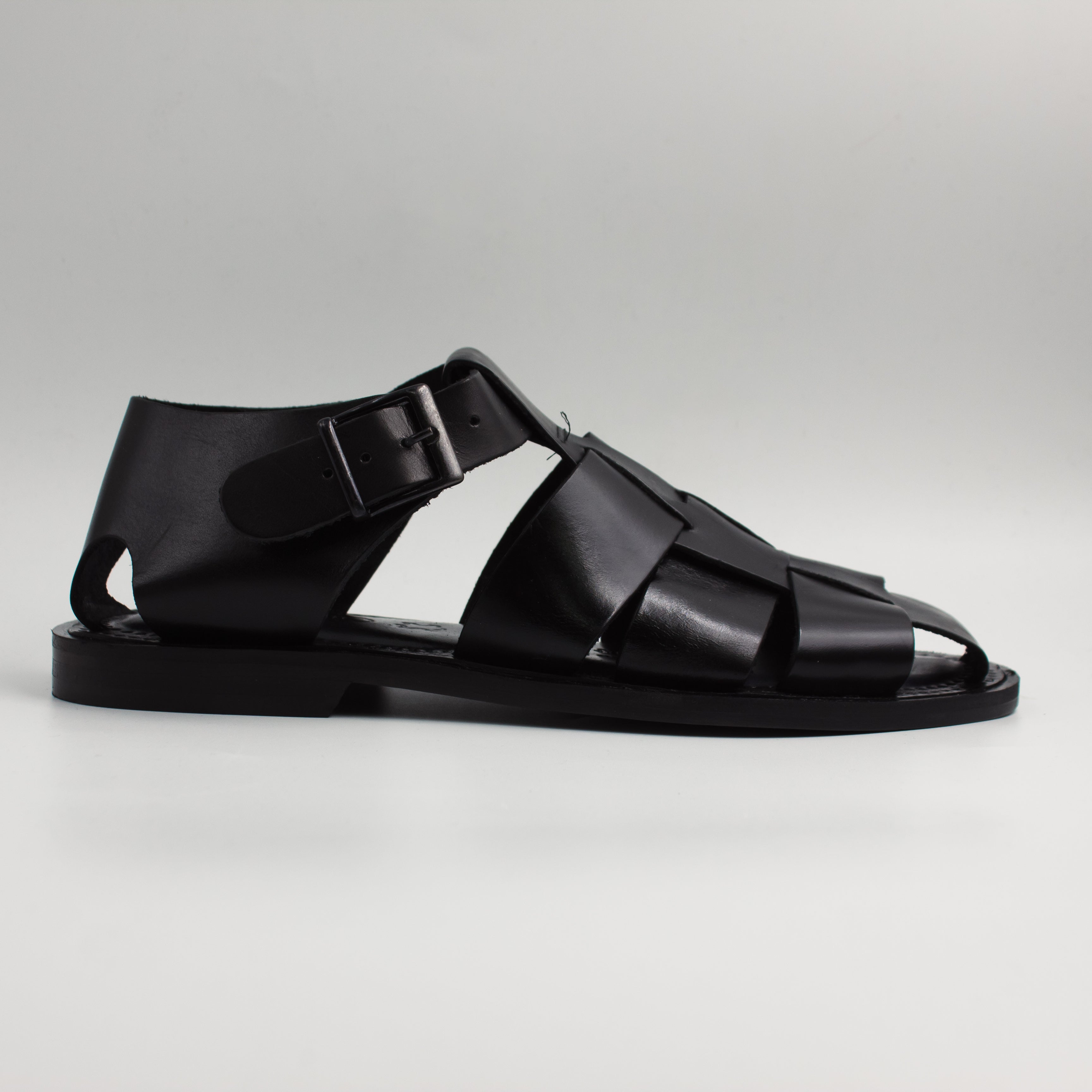Black Interlaced Covered Sandals