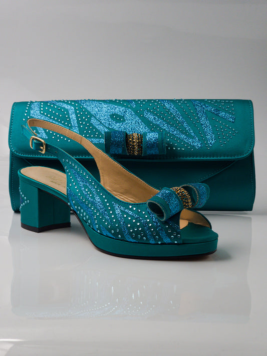 Teal Glittered Low