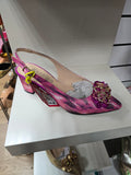 Fuchsia Pink Cascade Set - Italian Shoe and Bag Set - Classic Shoes London