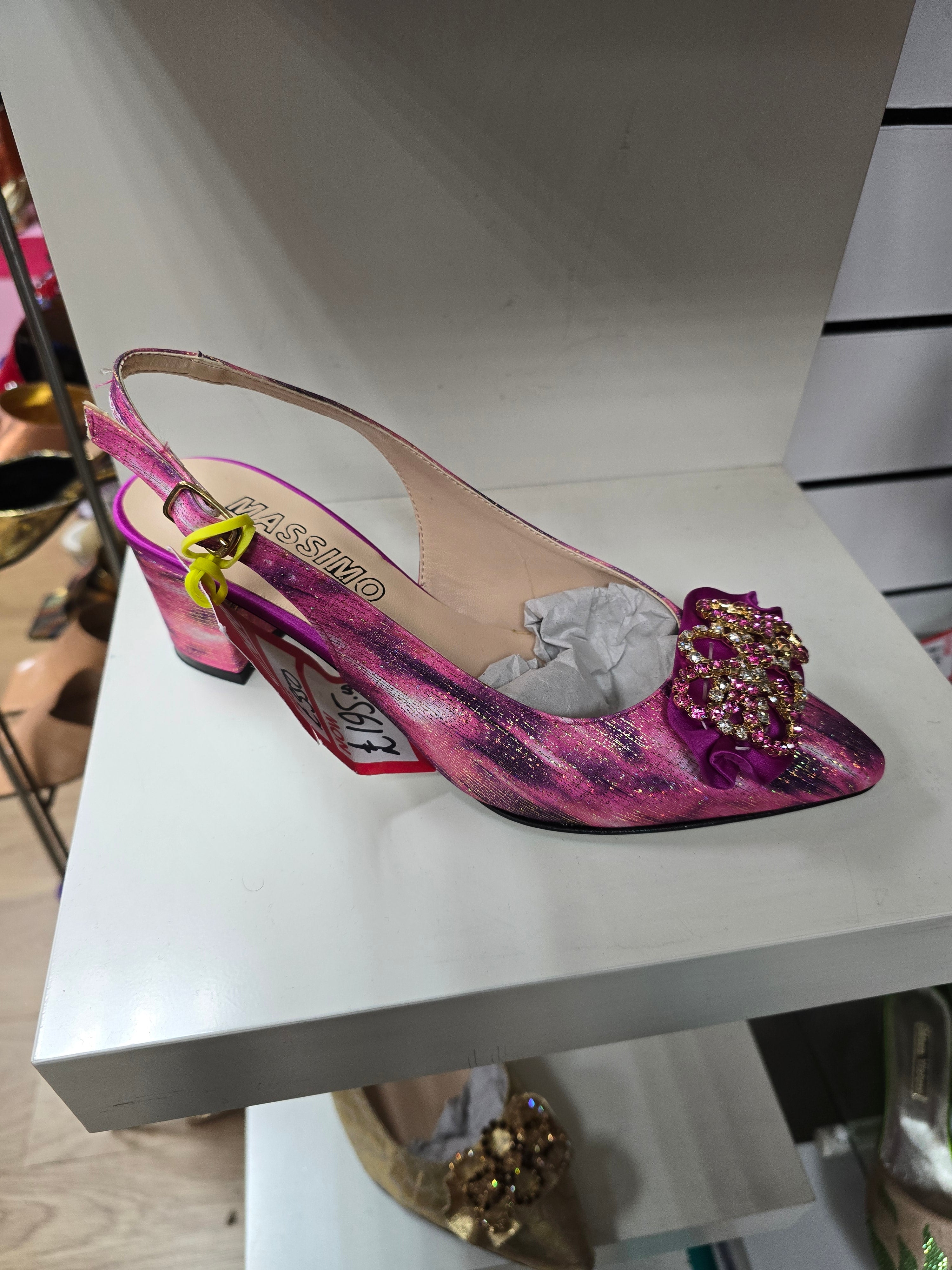 Fuchsia Pink Cascade Set - Italian Shoe and Bag Set - Classic Shoes London