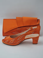 Orange Stone Diamond Set - Italian Shoe and Bag Set - Classic Shoes London