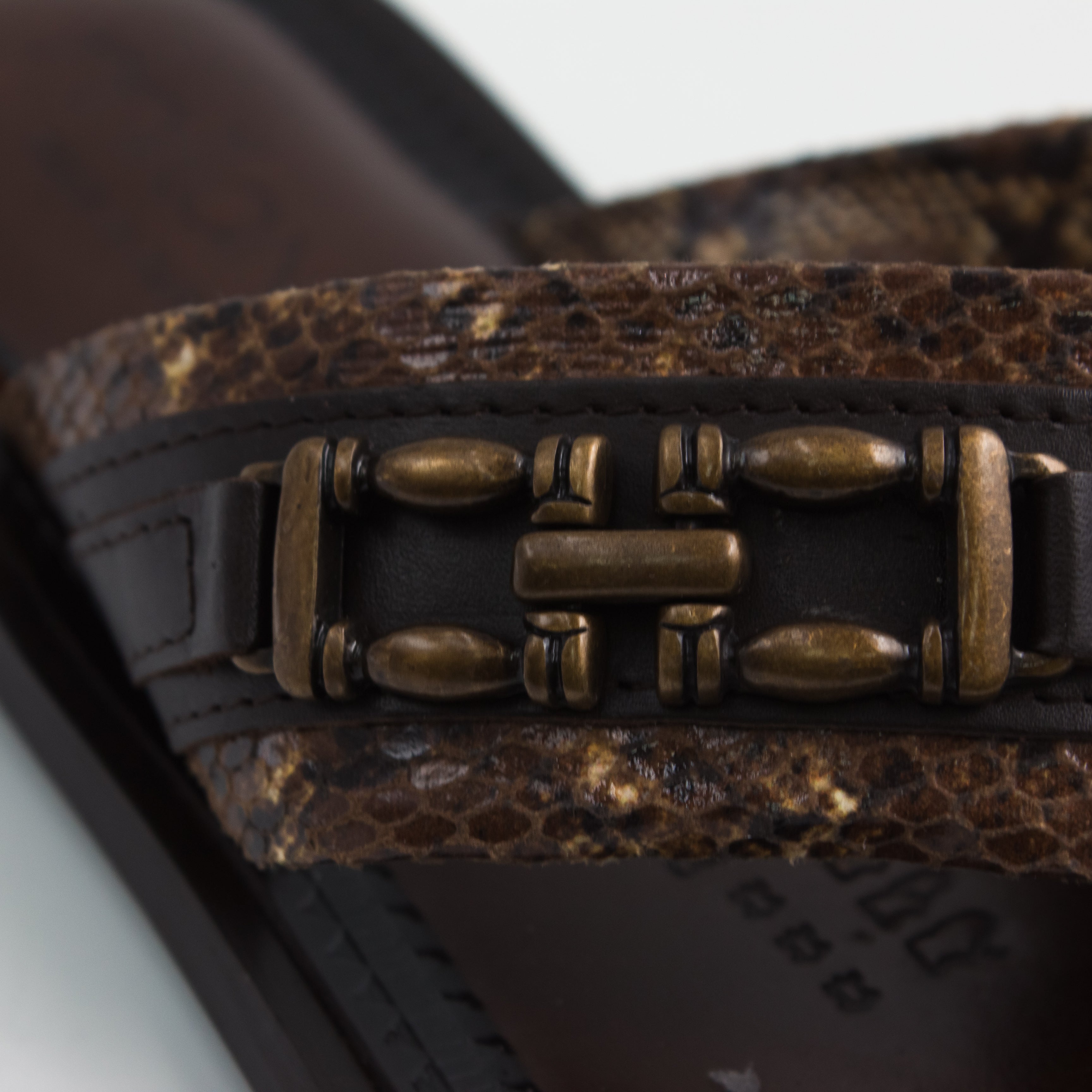 Brown/Snake Print Buckle Slipper