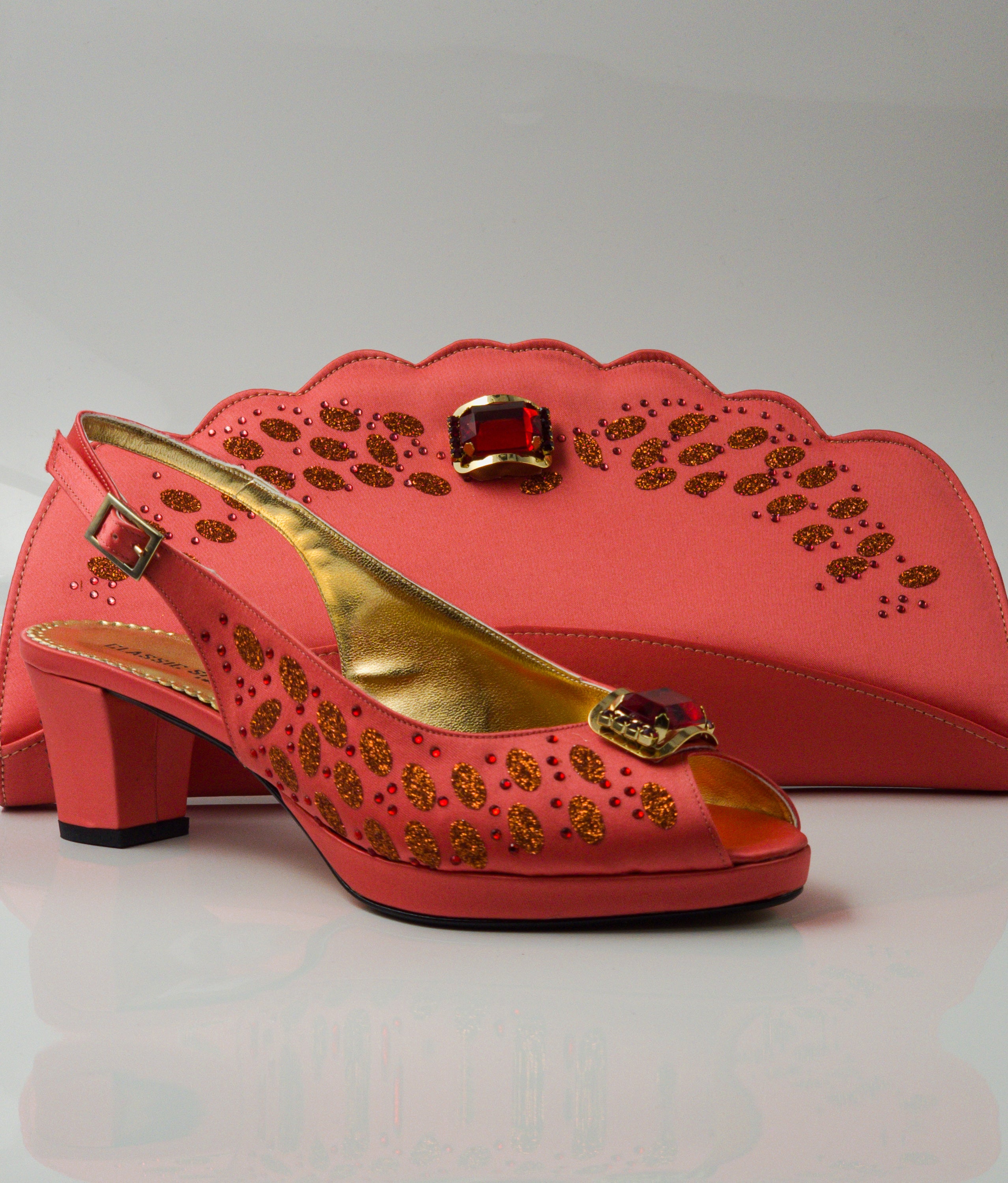 Coral Glitter Jewel Set