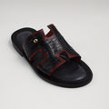 Black/Burgundy H Croc Embossed Slide