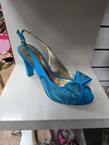 Turquoise Glittered Butterfly Set - Italian Shoe and Bag Set - Classic Shoes London