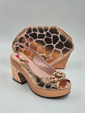 Rose Gold Webbed Low Wedge Set