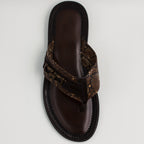 Brown/Snake Print Buckle Slipper