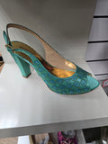 Aqua Circle Stoned Set - Italian Shoe and Bag Set - Classic Shoes London