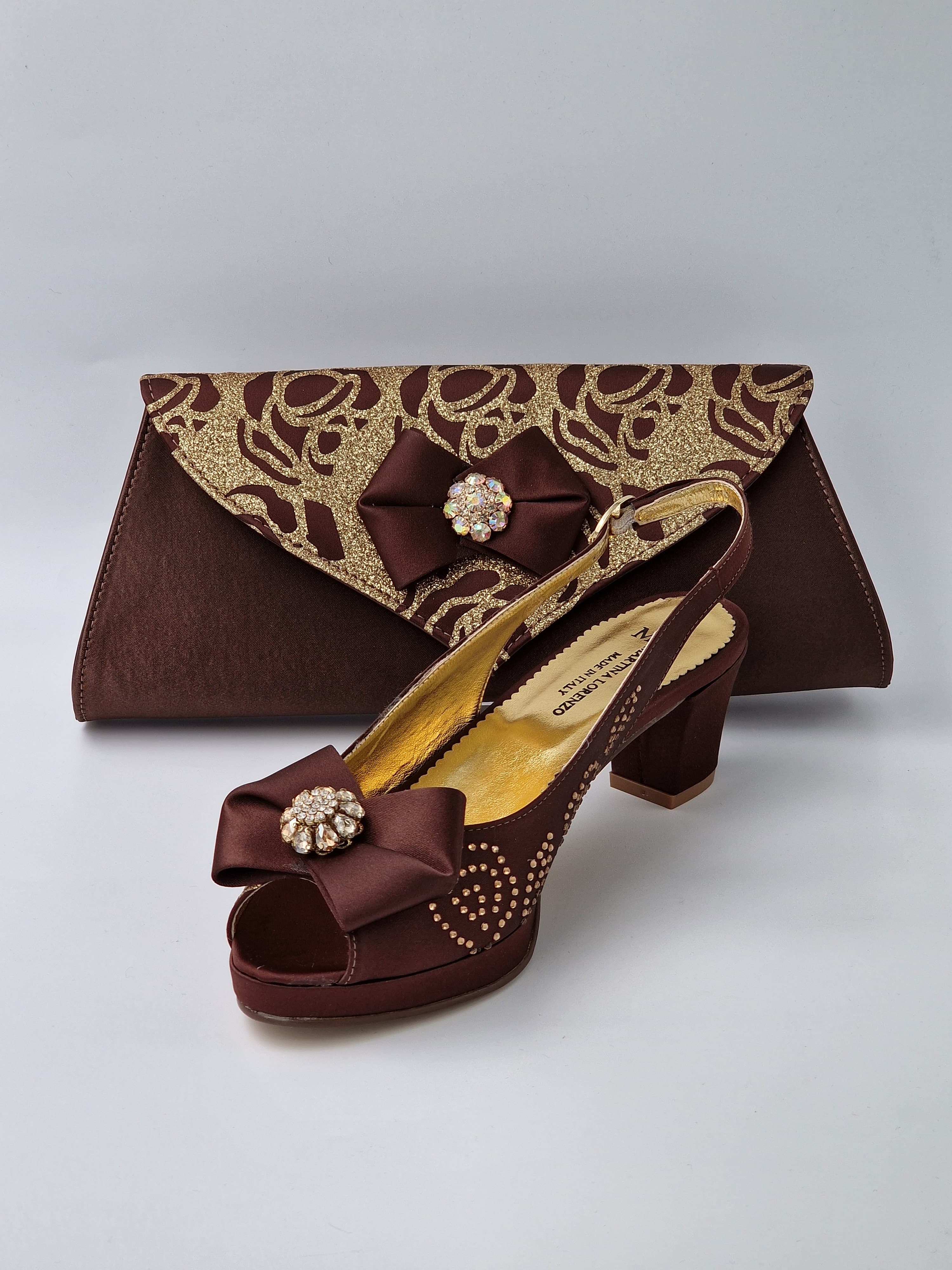 Chocolate Brown Floral Glittered Set