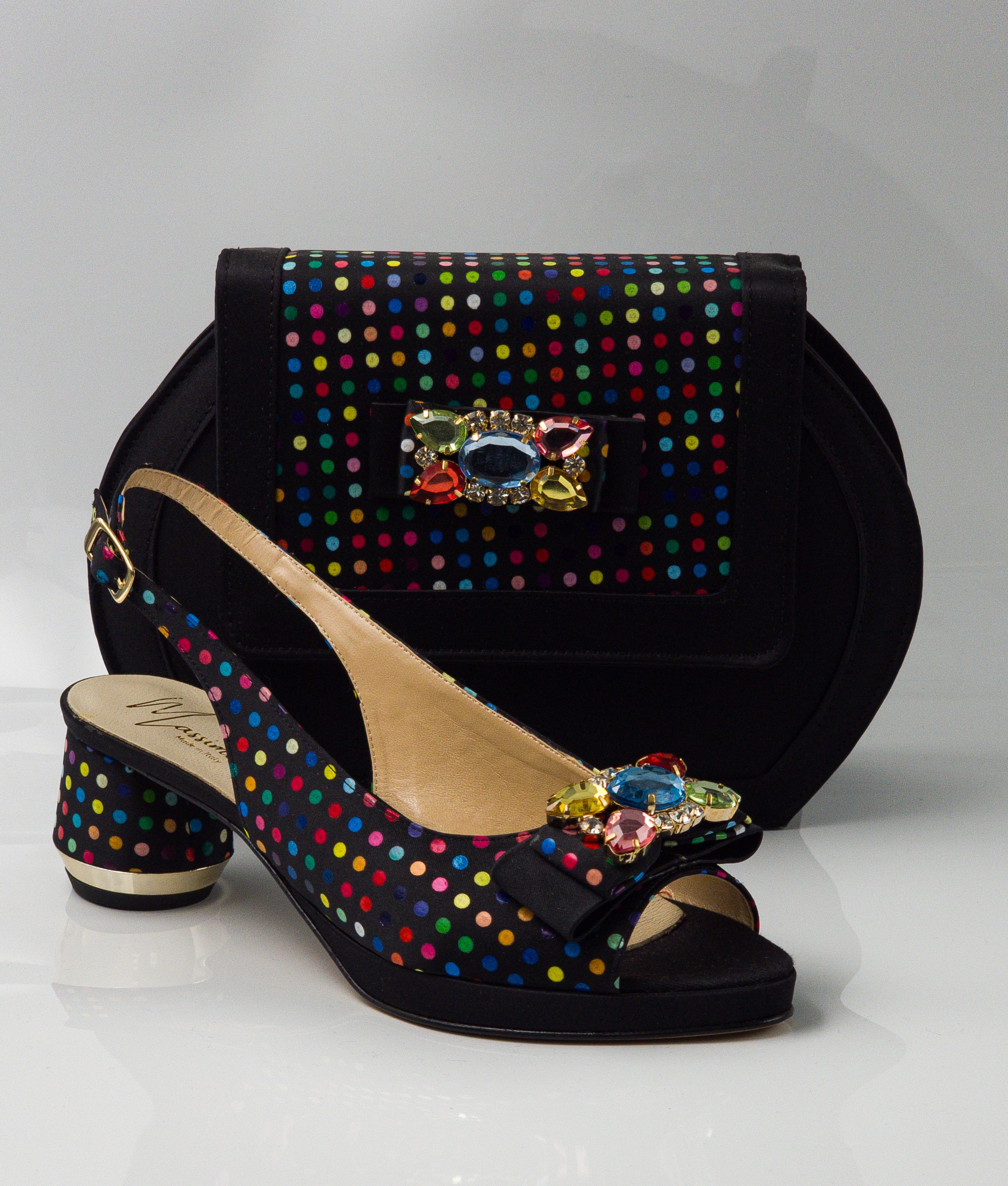 Black Multi Polka Low Set