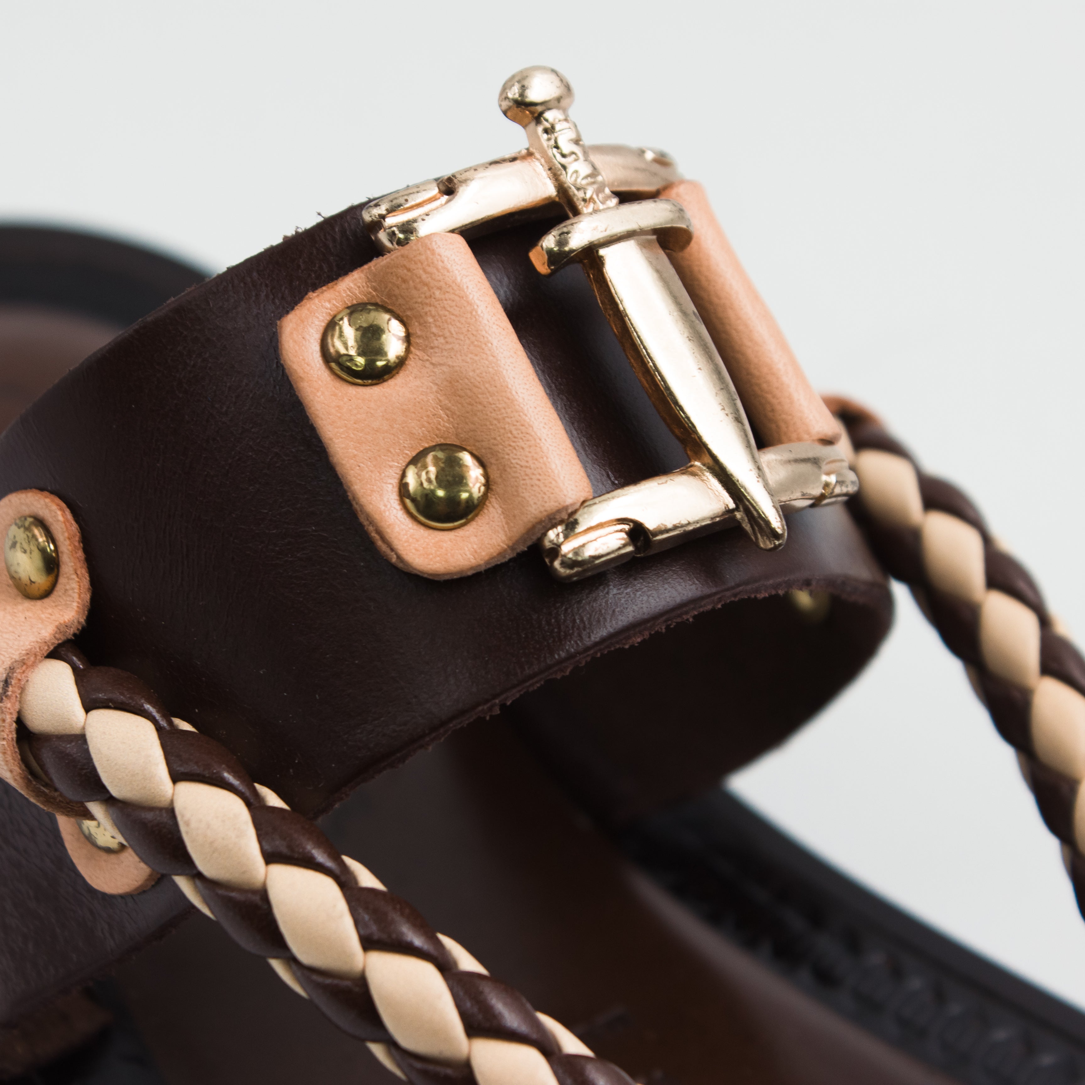 Brown/Beige Palermo Warrior Toe-Post Slide