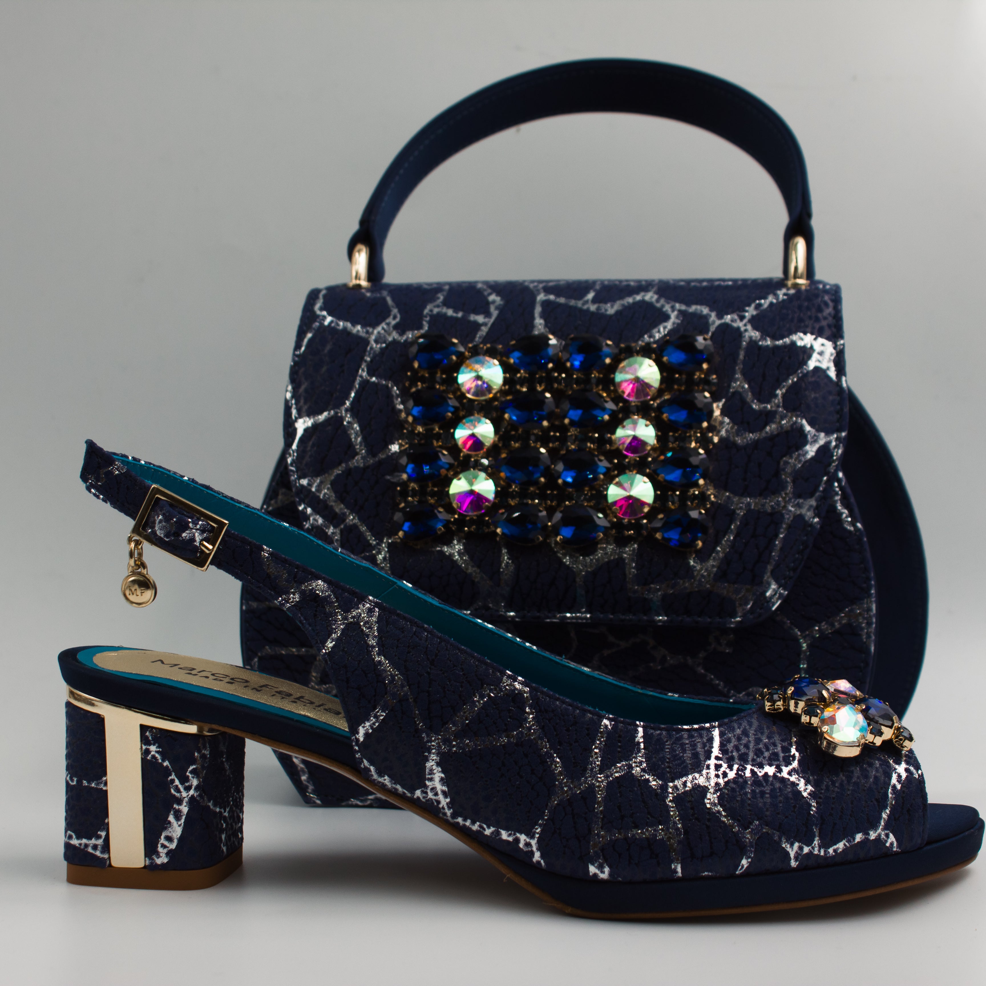 Navy/Silver Crackle Set
