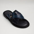 Navy Patent Cross Strap Slide