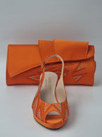 Orange Stone Diamond Set - Italian Shoe and Bag Set - Classic Shoes London