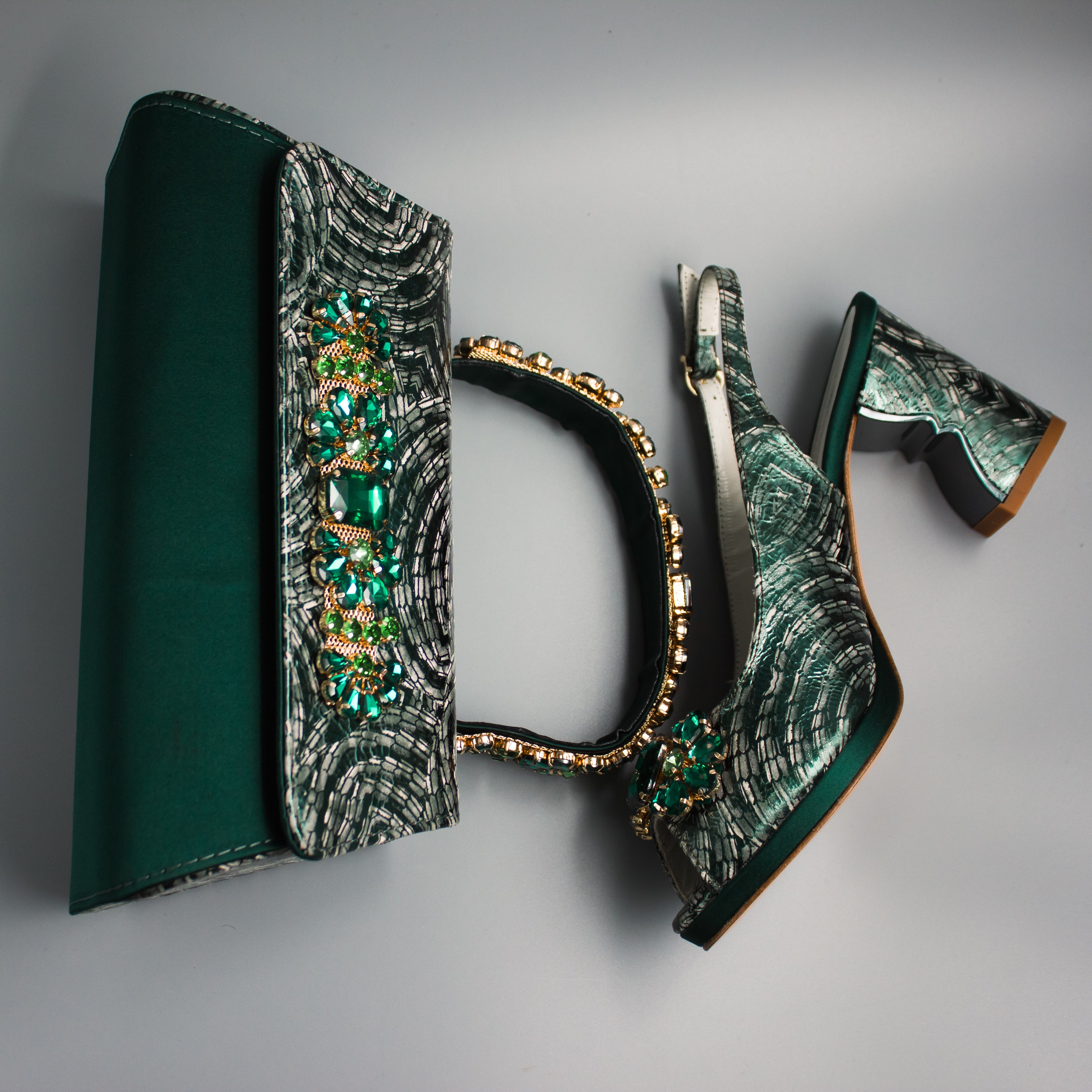 Emerald Marbled-Lace Crystal Set