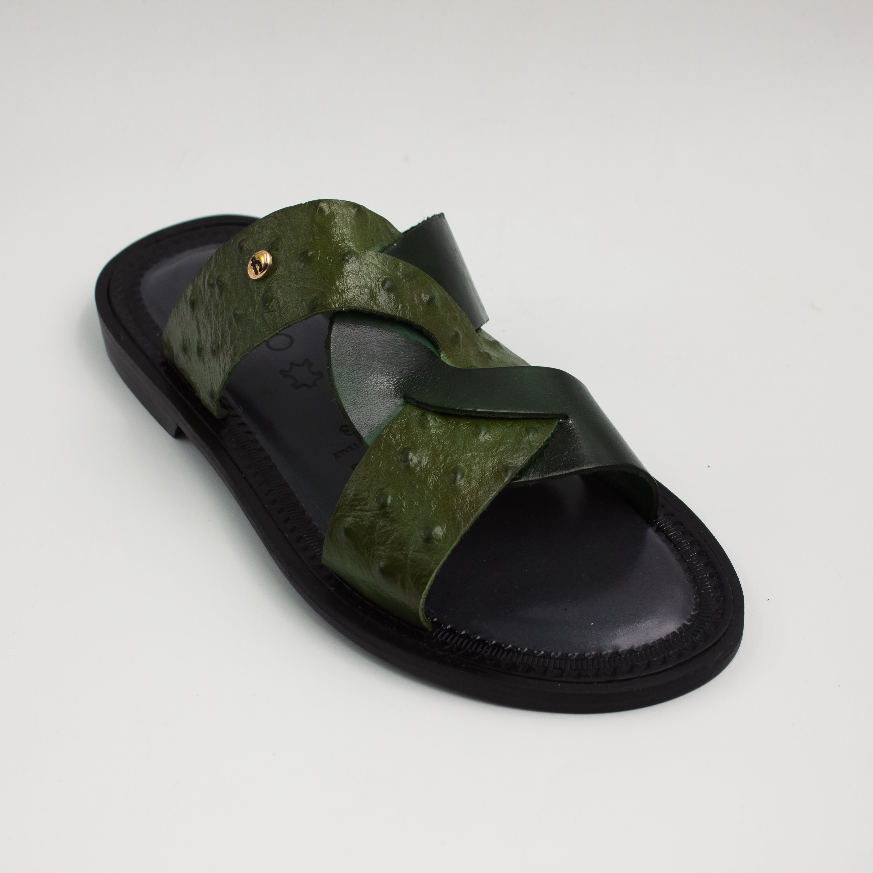Green/Dark Green Ostrich Twist Slide