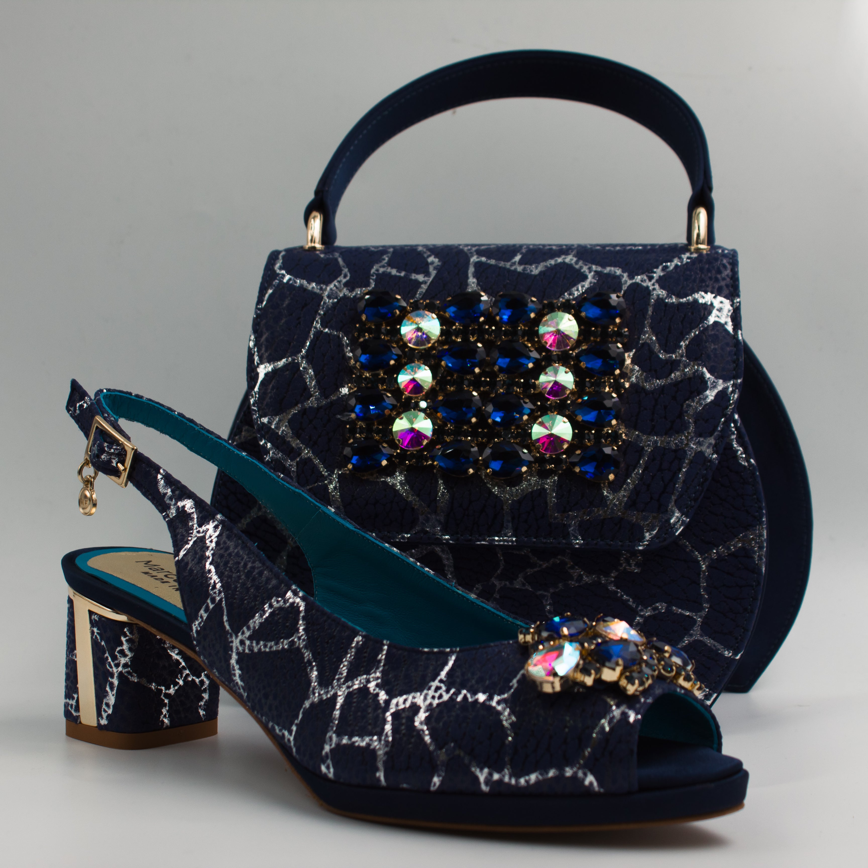 Navy/Silver Crackle Set